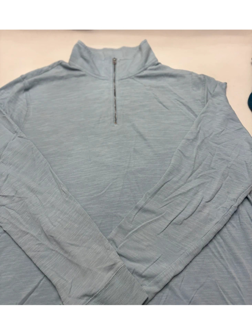 Long-Sleeve Quarter Zip Pull-Over Men’s Size XXL by Sonoma, Light Blue & White